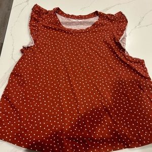 Rustic Orange Dotted Ruffle Sleeve shirt